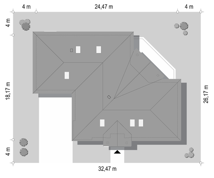 Projekt domu Willa parkowa 6 modern B - sytuacja