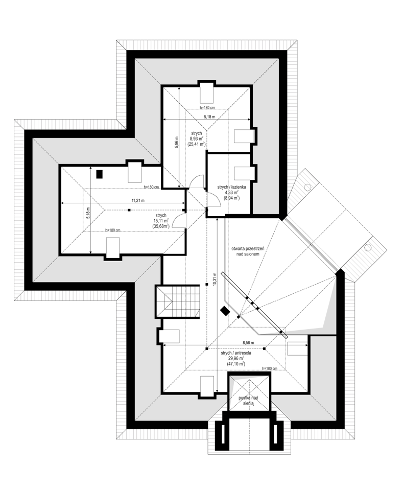 Projekt domu Willa parkowa 7 - rzut poddasza