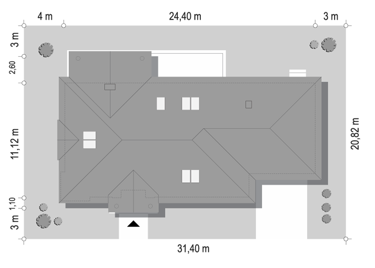 Projekt domu Willa Parkowa 8 A - sytuacja