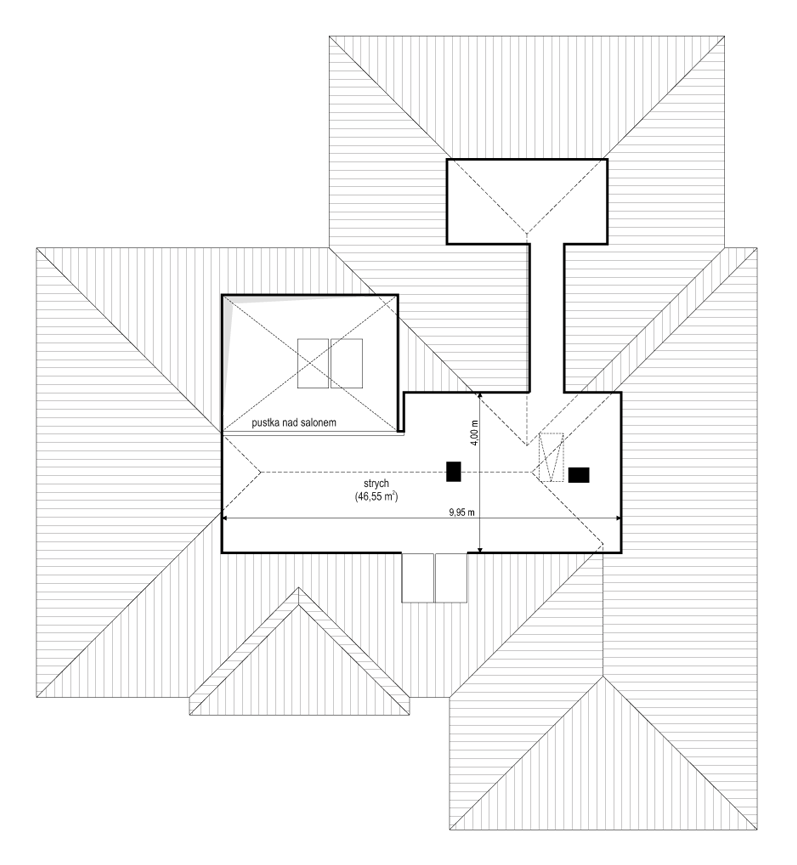 Projekt domu Willa parterowa 3 - rzut strychu