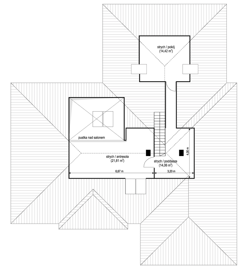 Projekt domu Willa parterowa 4 - rzut strychu