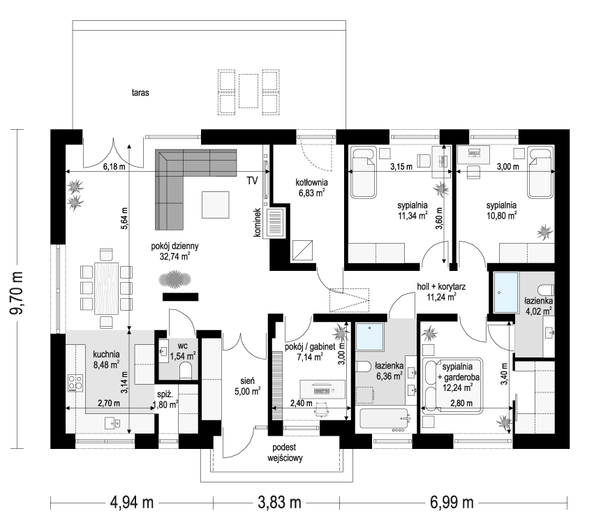 Projekt domu Wymarzony 10 D rzut parteru
