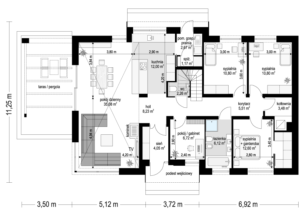 Projekt domu Wymarzony 8 B rzut parteru