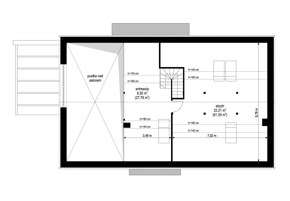 Projekt domu Wymarzony 8 B rzut strychu