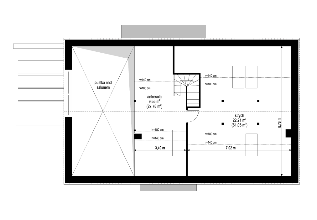 Projekt domu Wymarzony 9 C rzut strychu