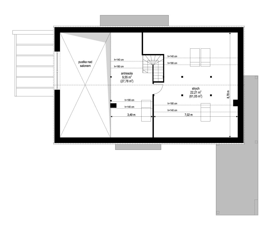 Projekt domu Wymarzony 9 D rzut strychu